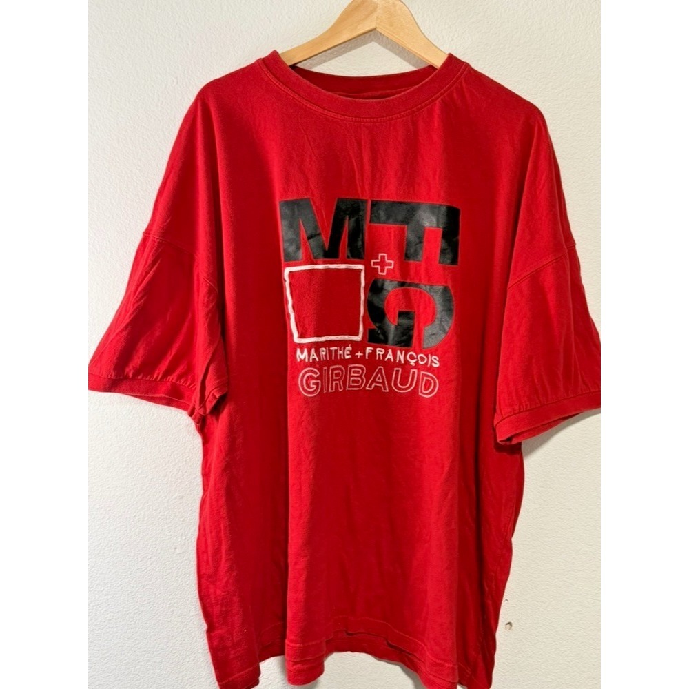 Vintage Marithe Francois Girbaud T Shirt XXL Red Logo Graphic Embroidered Y2K